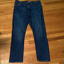 Wrangler Men's Straight Fit Blue Dark Wash Denim Jeans Cotton 5-Pocket