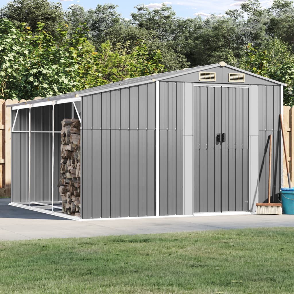 Garden Shed Grey 277x279x179 cm Galvanised Steel Garden Storage