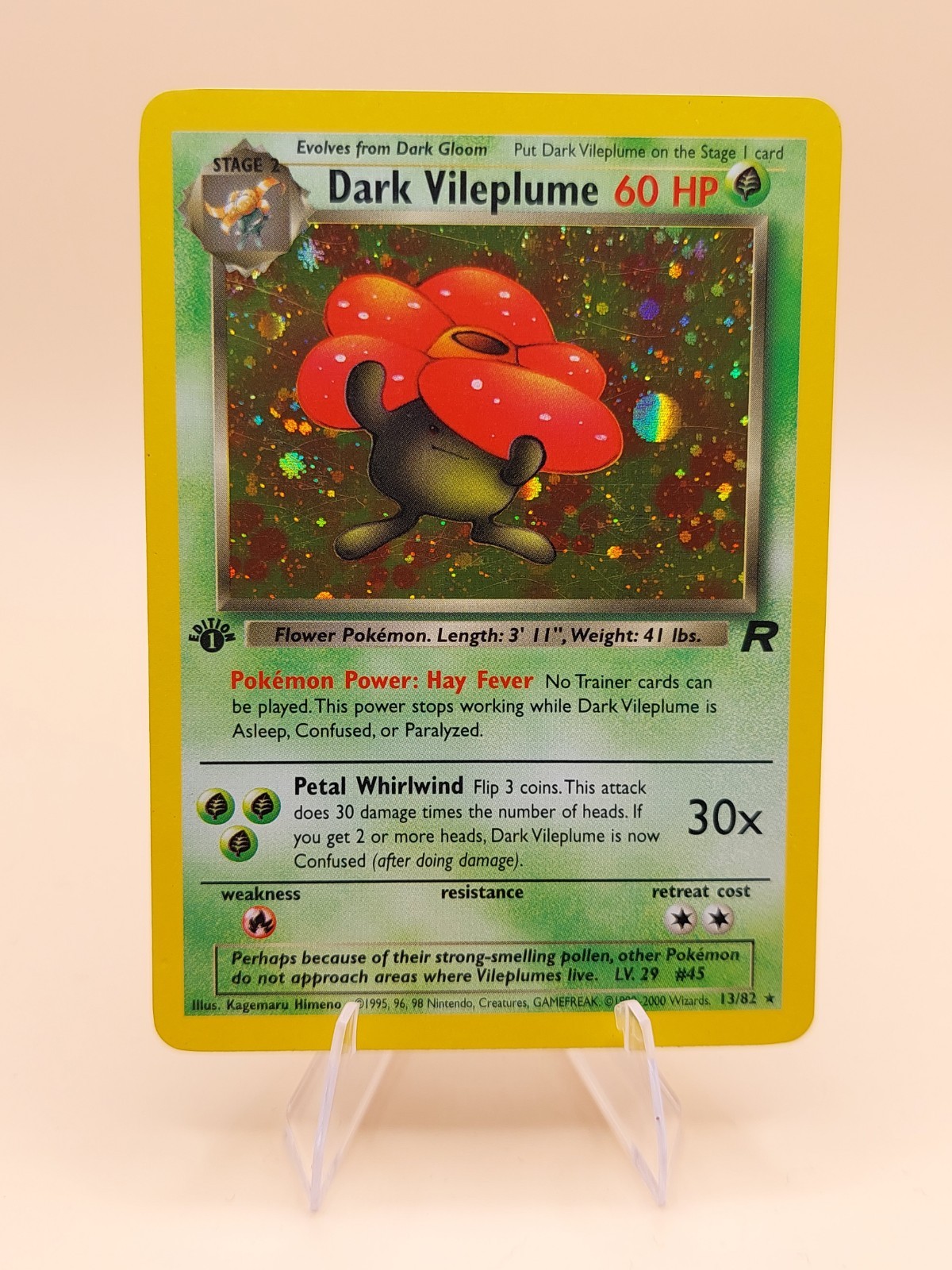 Dark Vileplume Holo Rare Team Rocket 1st Edition 13/82 Pokemon Card - 1999
