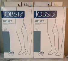 JOBST Relief Thigh High Closed Toe Dot Band 15-20mmHg (Beige) Large 2 Pair 