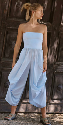 FREE PEOPLE FP MOVEMENT BLUE WAY BACK CONVERTIBLE ONE PIECE PANTS JUMPSUIT SZ S