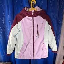 Kids Swiss Tech Hooded Winter Ski Jacket Burgundy Lavender Light Blue XL 14-16