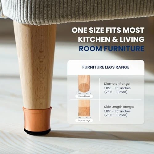 Serenelife Anti-Slip & Scratch Chair Leg Floor Protectors - Thumbnail 3