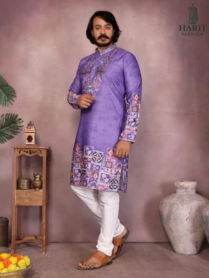 Ensemble Kurta pour hommes pyjama Kurta pakistanais costume ethnique indien s... - Photo 1/4