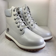 TIMBERLAND 6 pollici stivali da donna premium in pelle argento perla UK5 *NUOVI* (X429)