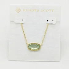 New Kendra Scott Elisa Pendant Necklace In Light Blue Glass Gold