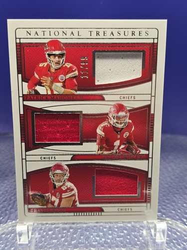 2024 National Treasures Patrick Mahomes/Travis Kelce/Xavier Worthy NFL Gear /99