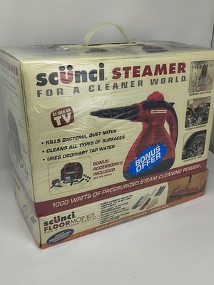 NIB Unopened SCUNCI Steamer SS1000 Steam Cleaner + Bonus Floor Mop Kit 