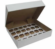 White Cupcake Boxes Holds 1, 2, 4, 6, 12 & 24 Cup Cakes Removable Inserts