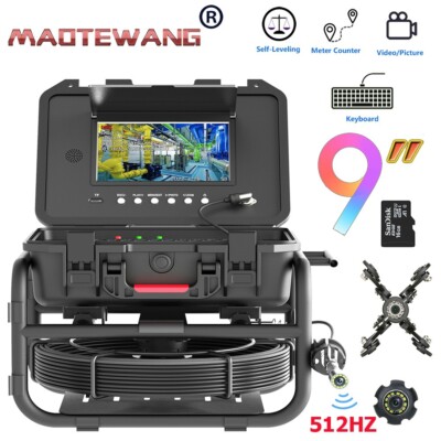 30M Pipe Inspection Sewer Camera 512hz Self-Leveling System 9'' HD Video DVR