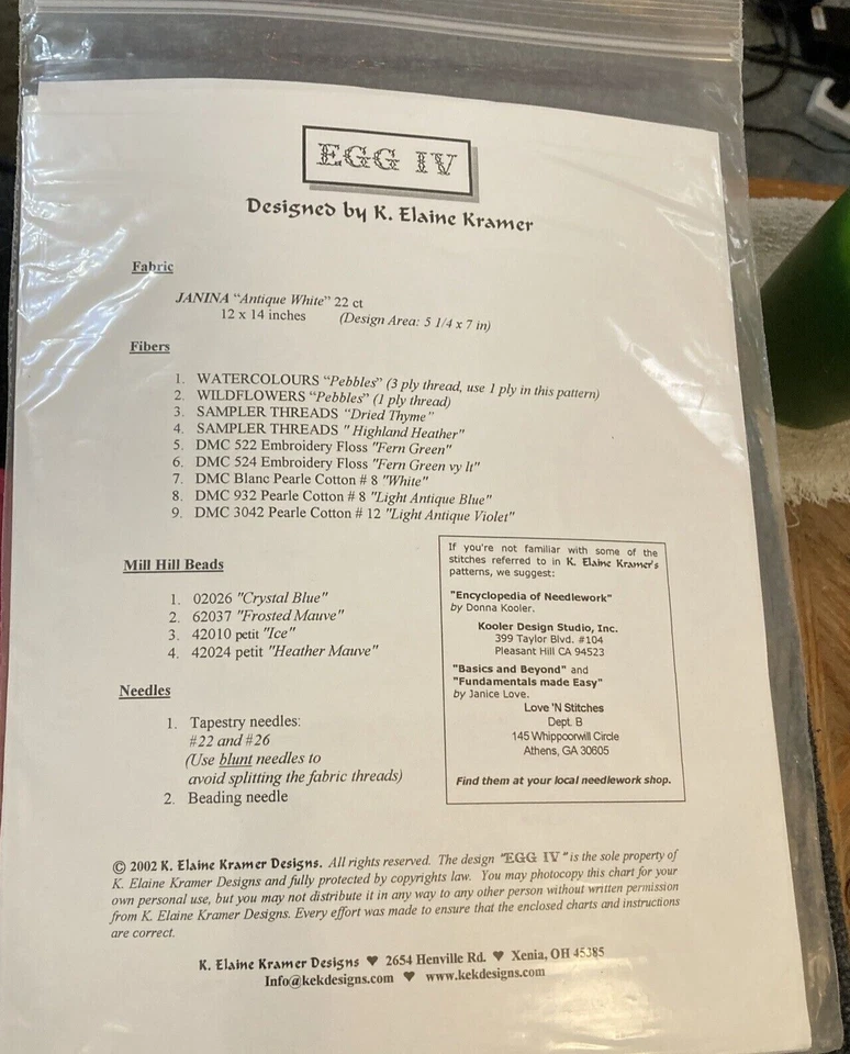 Rare Vtg EGG I-IV Hardanger Embr. pattern by Designs by Elaine (4 choices) - Image 4 of 4