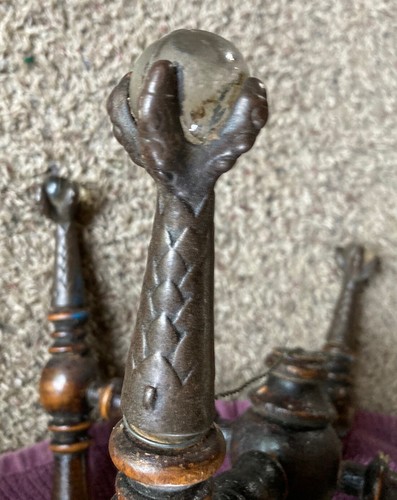 Antique H Holtzman & Son Piano Organ Stool Glass Ball Claw Feet Adjustable Seat - Picture 9 of 14
