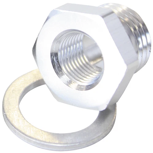 Aeroflow M14X1.5 Pipe Reducer To F/Male1/8" NPT Silver AF912-M14-02S