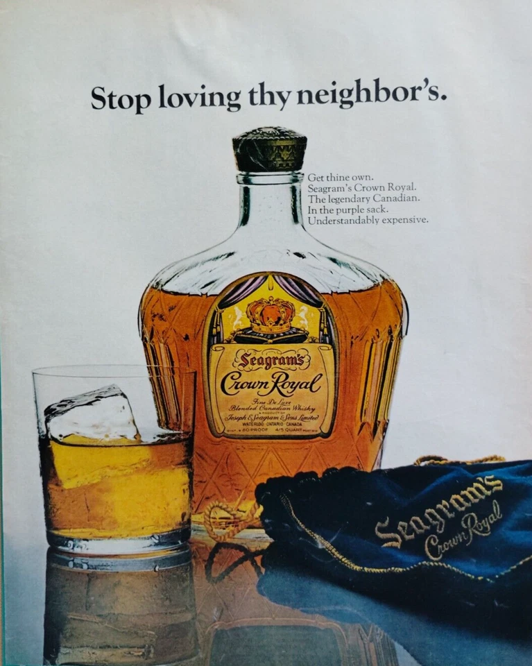 Saco púrpura de whisky canadiense mezclado real marrón de Seagram de colección caro Foto 2 de 3