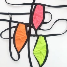 K203 B String Thong FUN Tiny Pouch Cannot Covered Soft Jersey Neon colors