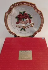 Fitz and Floyd Essentials Holiday Bells Christmas Canape Plate Tray NIB