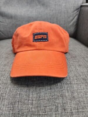 Vintage Burnt Orange ESPN Sports Network Employee Promo Dad Strap Hat Cap