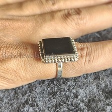 Black Onyx Stone 925 Sterling Silver Handmade Bohemian Women Rings Jewelry B 307