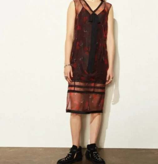 ABITO IN ORGANZA SENZA MANICHE COACH IN: ROSSO MULTICOLORE taglia 0 $695.