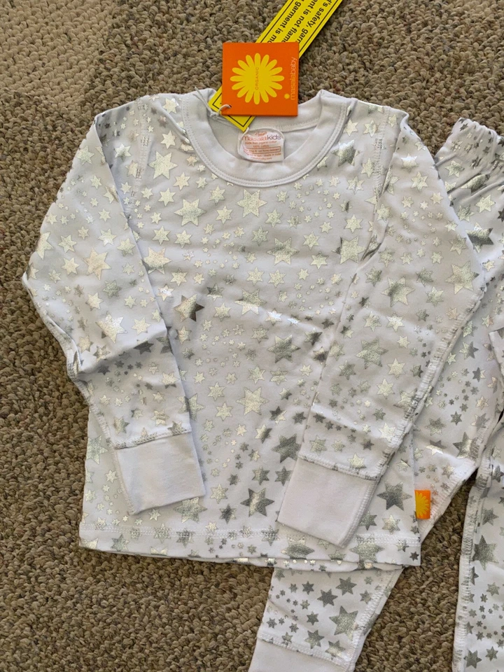 Juego de 2 Pijama Masala Niños Blanco/Plateado Lámina Estrellas Talla 4 Años Foto 2 de 4