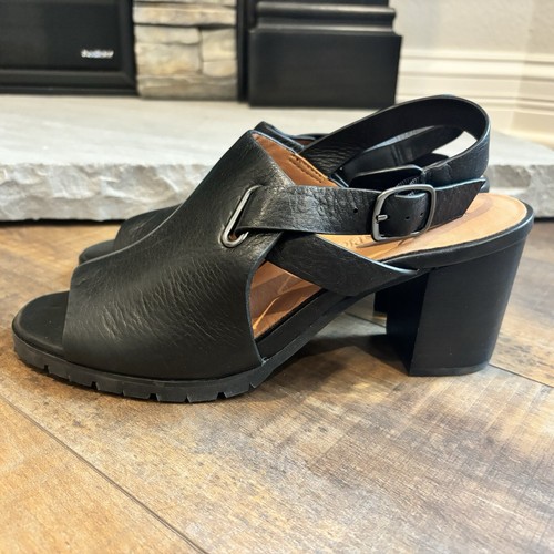 L’ Amour Des Peids Women’s Size 9.5 Quenton Black Leather Block Heel Sandals - Picture 4 of 10