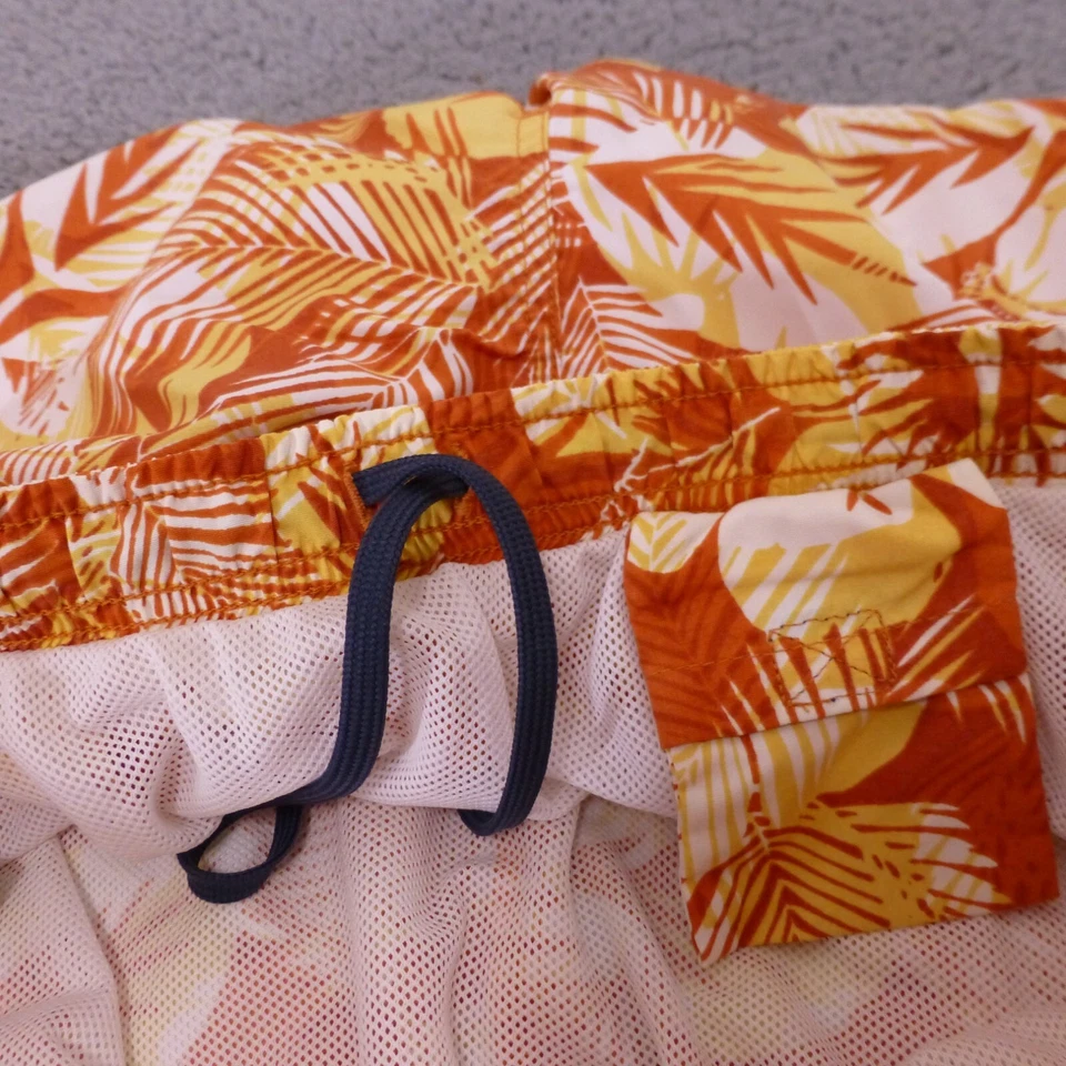 Bañador LL Bean Para Hombre Mediano Floral Malla Forrado Tropical Naranja Playa Foto 4 de 4