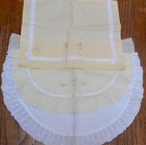 3 BABY PILLOW CASES~CIRCA 1950's. 2w/embroideray Charming