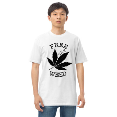 Koldren Free The Weed Men s premium heavyweight tee Black & White