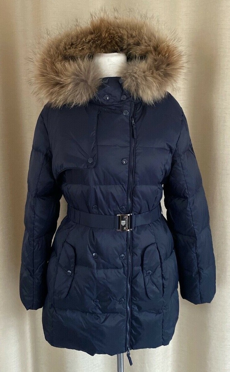 BASEFIELD Winter Daunen Jacke Daunenjacke blau echt Pelz Größe 42