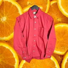 Wear Guard Men's Red Long Sleeve Casual Button Down Shirt Size S