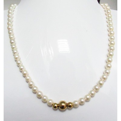 Girocollo Orelù con perle d'acqua dolce 6 - 6,5 in oro giallo 000610