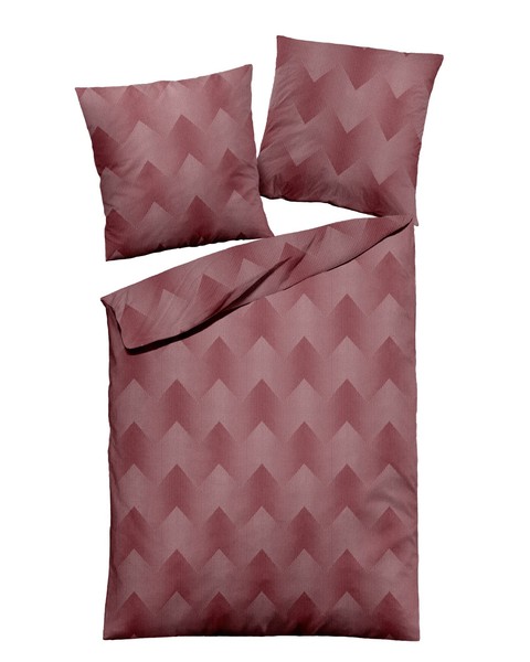 Dormisette Fein Flanell BettwäSche 135X200 Jacquard Zickzack Rot Uni 1660-20-image