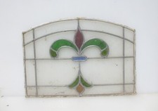 Antique Stained Glass Window Panel Vintage Old Leaded Art Nouveau 18"x12"