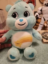 2021 BASIC FUN CARE BEARS PLUSH 9" BLUE/GREEN (TEAL) WISH BEAR