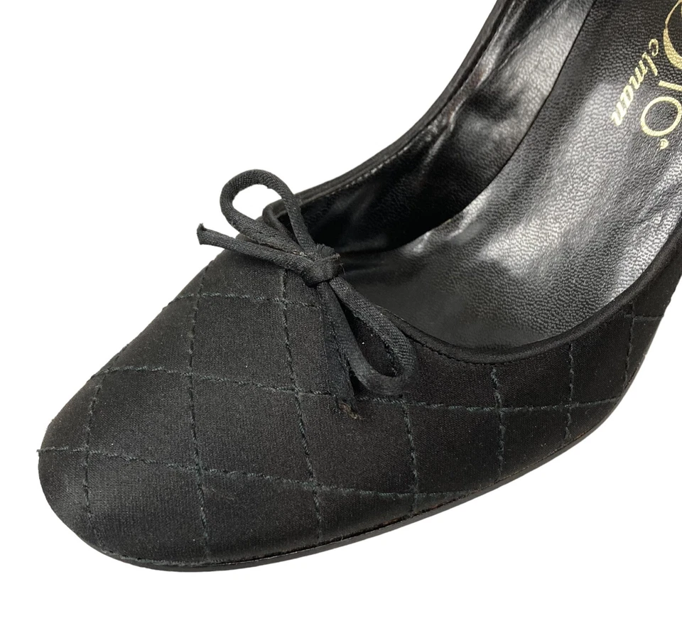 DELMAN Studio Black Fine Stitch Bow High Heel Pump Shoes Size 6 1/2 M 100008 - Image 2 of 4