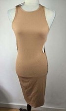 NWT! PINK ROSE Size Medium Women's Pastel Orange Bodycon Dress Side Holes
