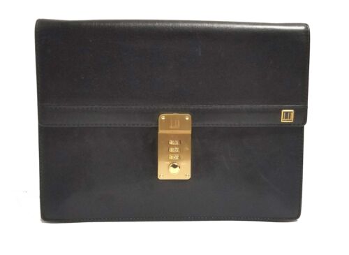 Authentic DUNHILL Clutch porch Men's Black Leather Black Bag From Japan - 第 1/11 張圖片