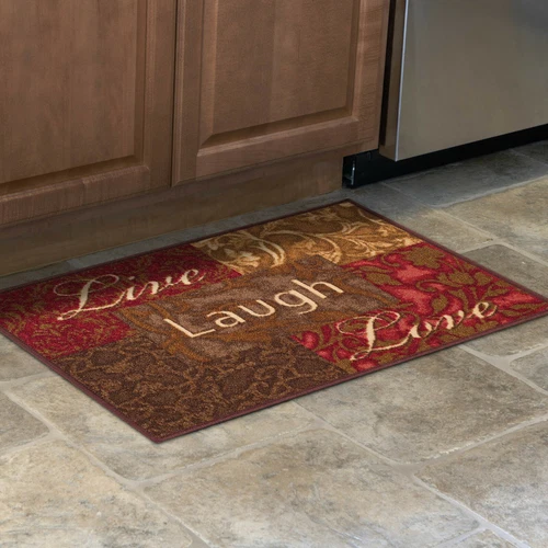 Live, Laugh, Love Low Profile Accent Rug, Skid Resistant 30" x 18", Modern - NEW