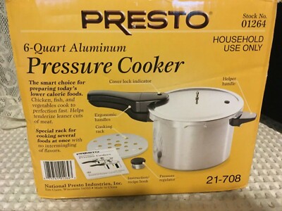 Presto 01264 6-Quart Aluminum Pressure Cooker New