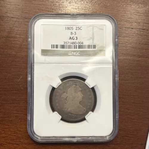 1805 Draped Bust Quarter | NGC AG3 | Browning-3 Variety