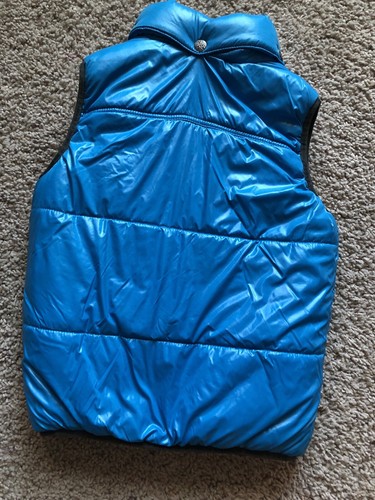 Diesel Kids Puffer Vest Size M (7) Red Blue Teal Roll Up Hood - Picture 2 of 6