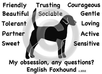 English Foxhound Dog My Obsession, Any Questions? T-shirt Choices