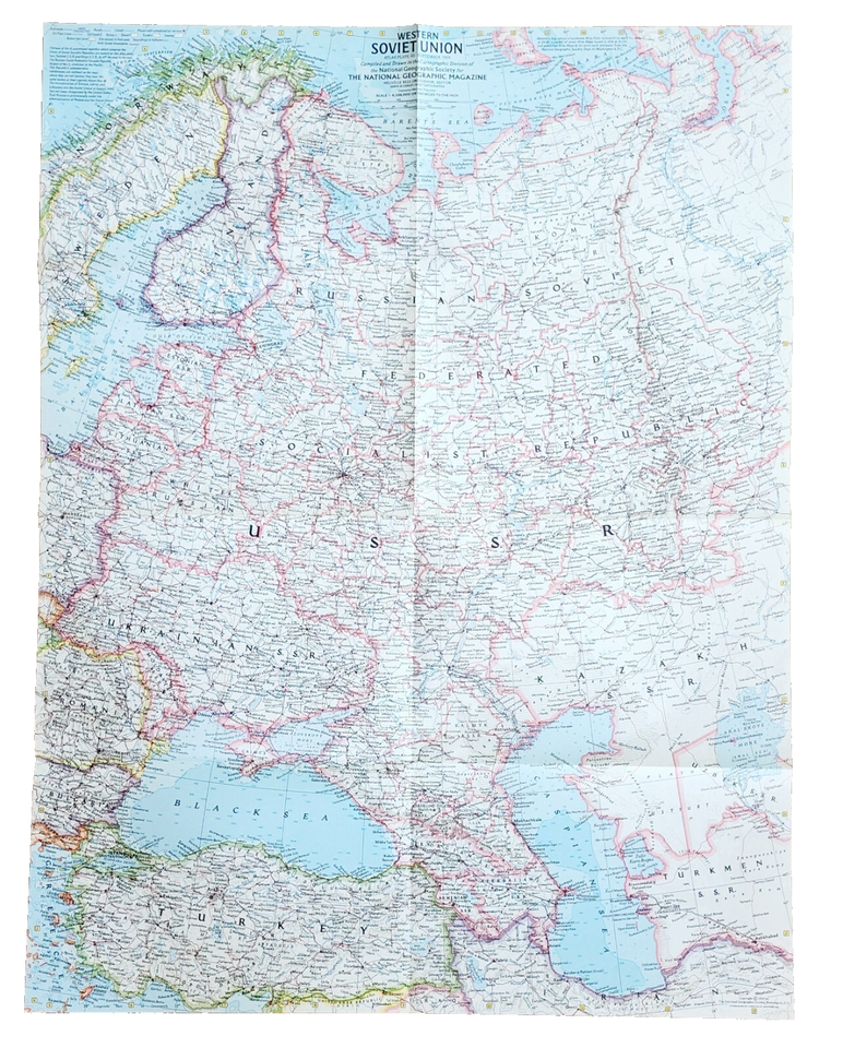 Carte National Geographic Vintage – Pologne Et Tchécoslovaquie, 1958, Grand Format