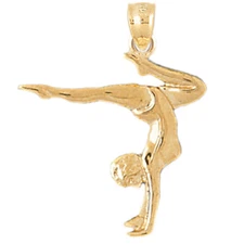 New 14k Yellow Gold Gymnast Pendant