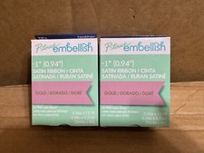 Brother P-Touch Embellish 1" 0.94" Gold On Pink Ribbon TZe-RE54 2x Tapes  