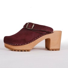 clogs leahter brown - high heels swedish clogs Handmade wooden sandals Sweden