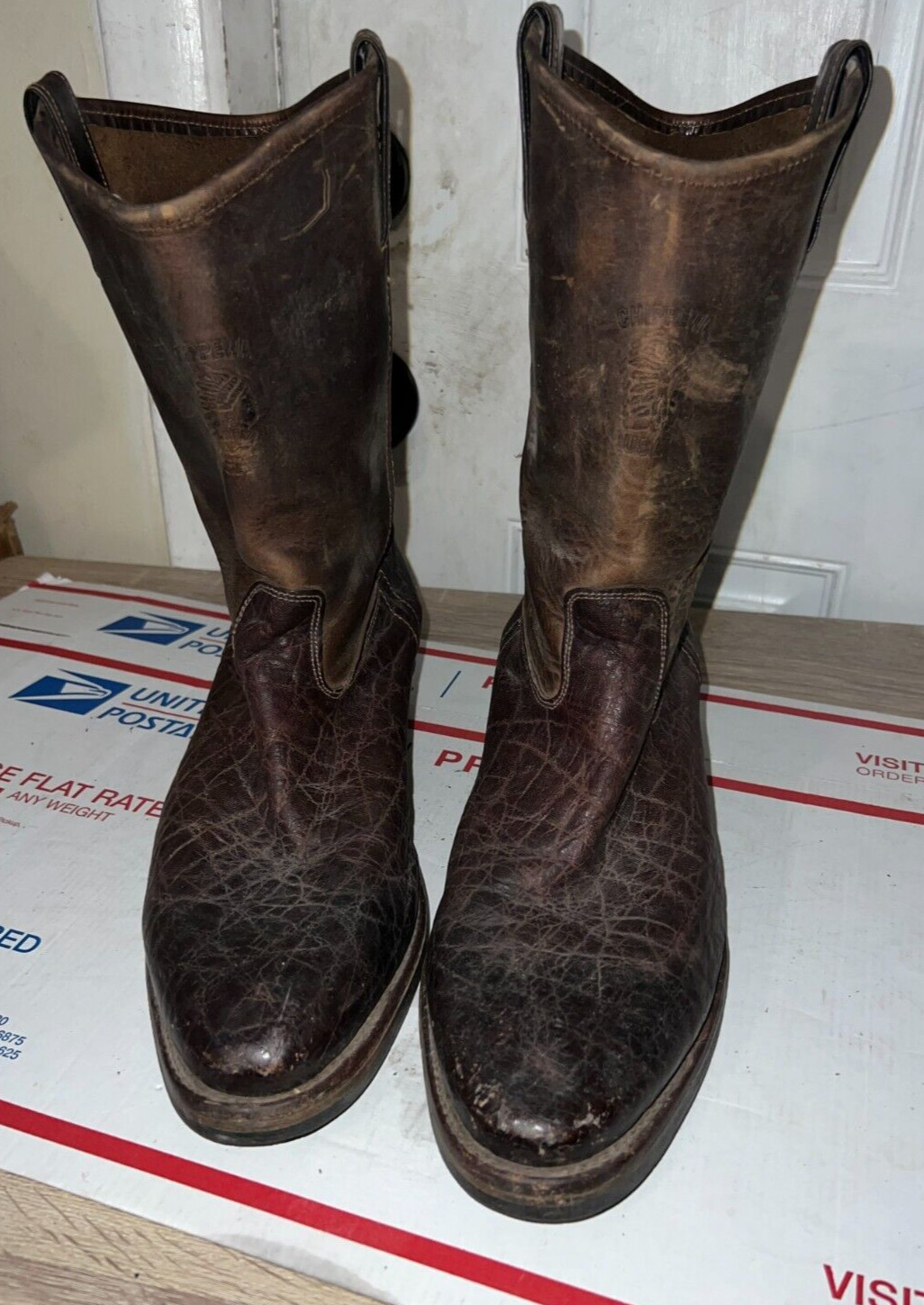 CHIPPEWA 99021 MEN  BROWN LEATHER ELEPHANT PRINT  Cowboy WESTERN BOOTS SIZE 11 D