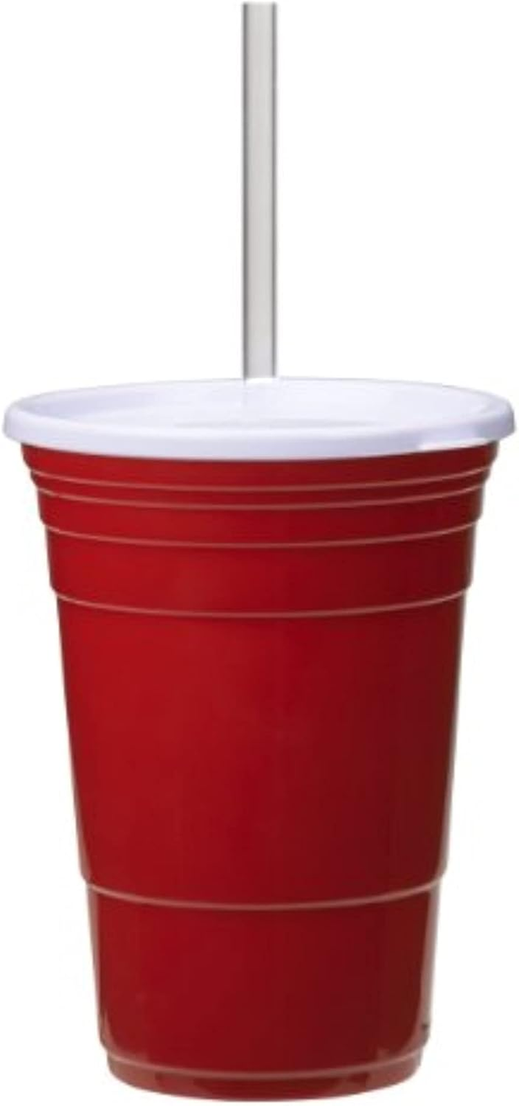 24 Oz Red Party Cup with Lid and Straw for Events  
