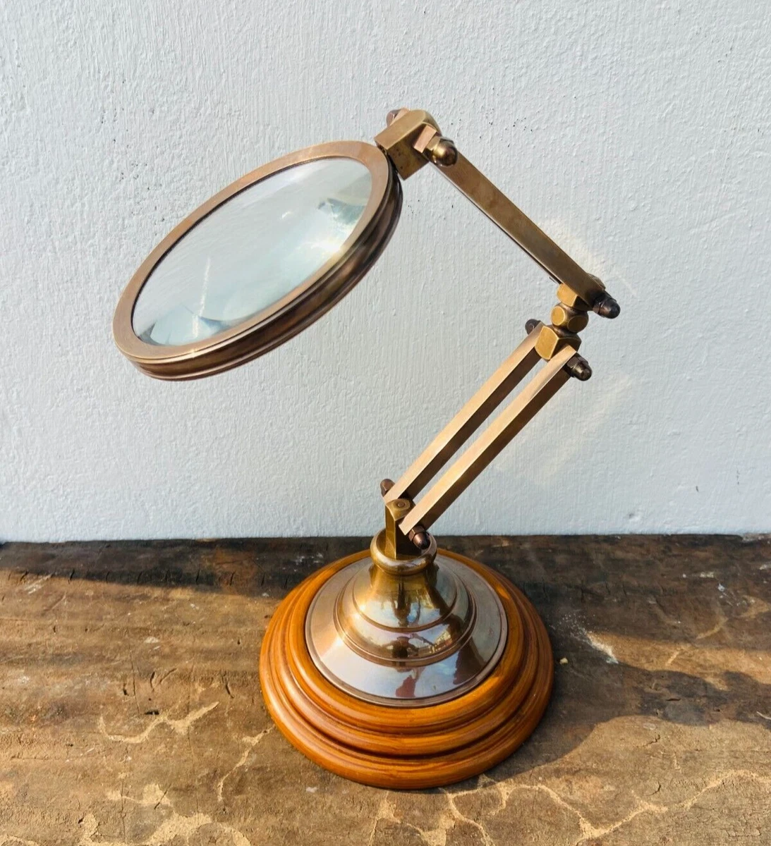 Brass Desk Magnifying Glass Adjustable Stand Vintage Magnifier Christmas  Gift