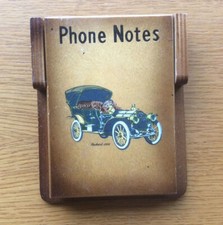 Vintage Telephone Call Notepad & Wooden Holder, Packard 1908 Classic Car Picture